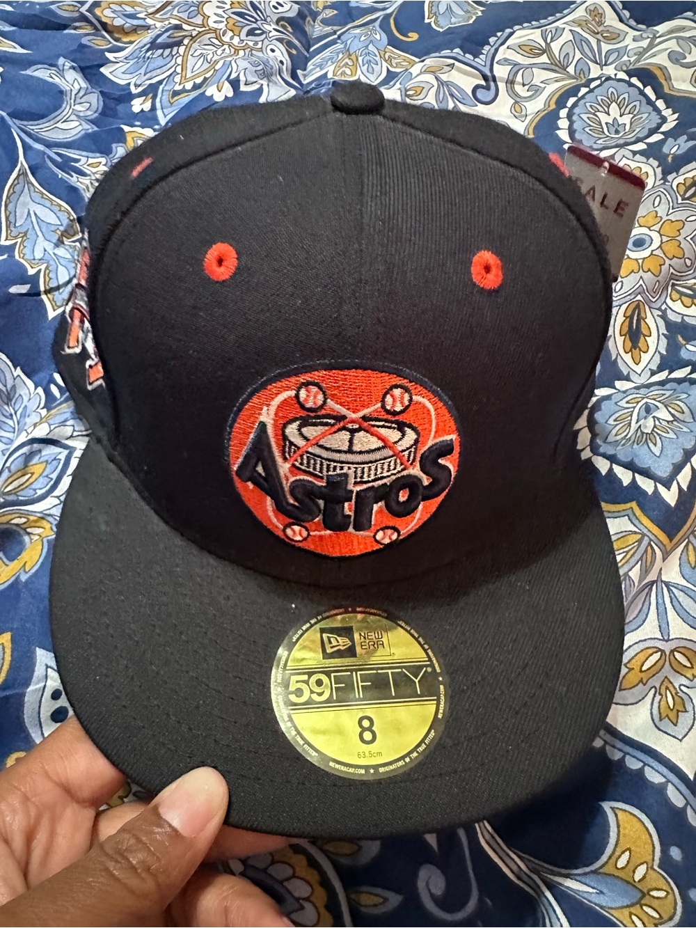 New Era Black and Orange Astros Fitted Hat - Picture 1 of 7